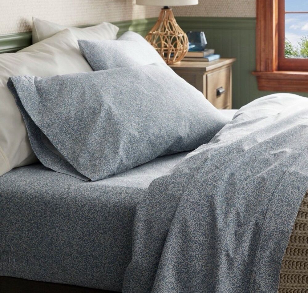 Queen 400 Thread Count Performance Sheet Set Blue Floral - Threshold NEW